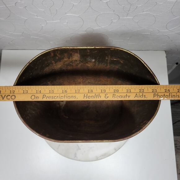 VTG Harvell Tolled Metal Trash Can 12" Red Floral Painted Oval MCM Wastebasket - Picture 10 of 16